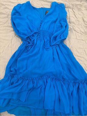 Bright Blue Ruffle Hem Dress